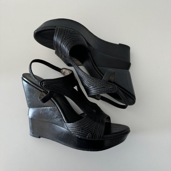 Diane Von Furstenberg DVF Olympia Wooden Platform Wedge Sandals, Size 8M - Picture 15 of 17